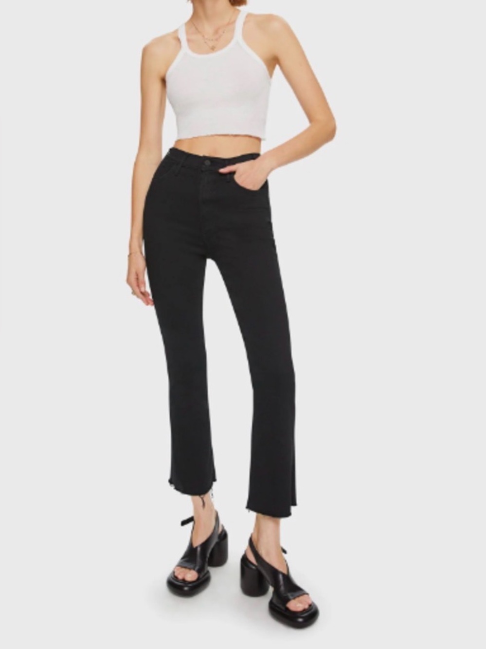 MOTHER Denim Jeans The Hustler Ankle Fray High-Rise Black Size 26